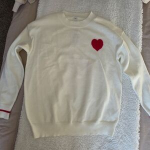White Sweater with Red Heart